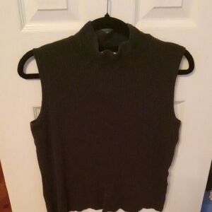 Sleeveless Ribbed Mock Turtleneck Sweater Size L